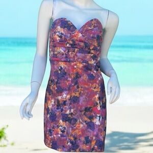 🤑10/$100 Bar III  tie dye pink purple floral stretch boho stretch dress 2